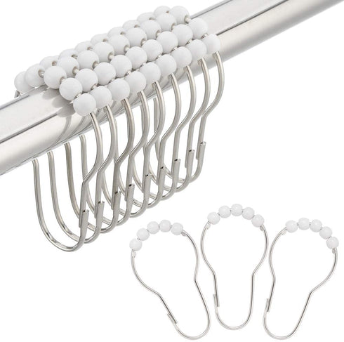 Stainless Steel Shower Curtain Ring Hooks- Set of 12